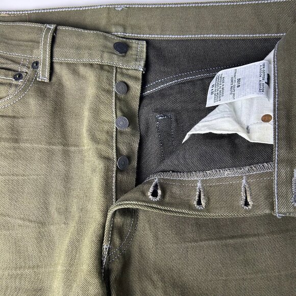 Levi's 501 Green Cotton Button Fly Straight Fit Denim Jeans Men's Size 31x30 - Picture 5 of 13